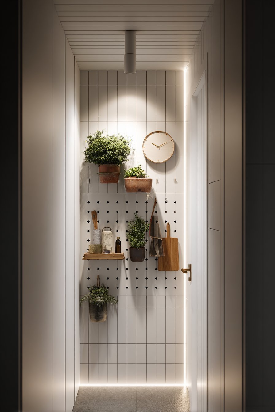 Vertical Pegboard Kitchen Organization