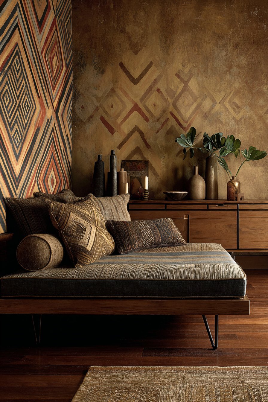 Floor-to-Ceiling Geometric Tapestry