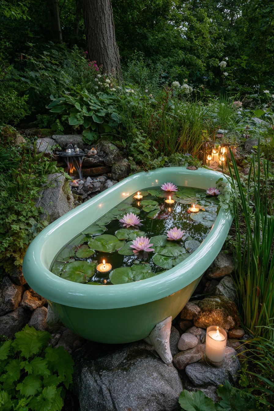 Vintage Bathtub Water Garden