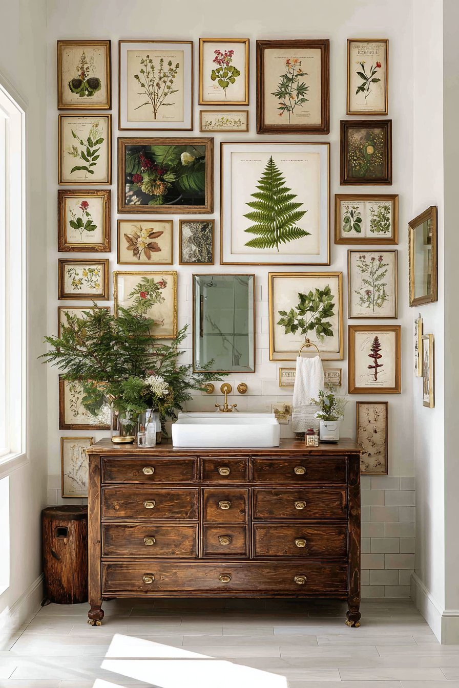 Eclectic Vintage Botanical Gallery Wall