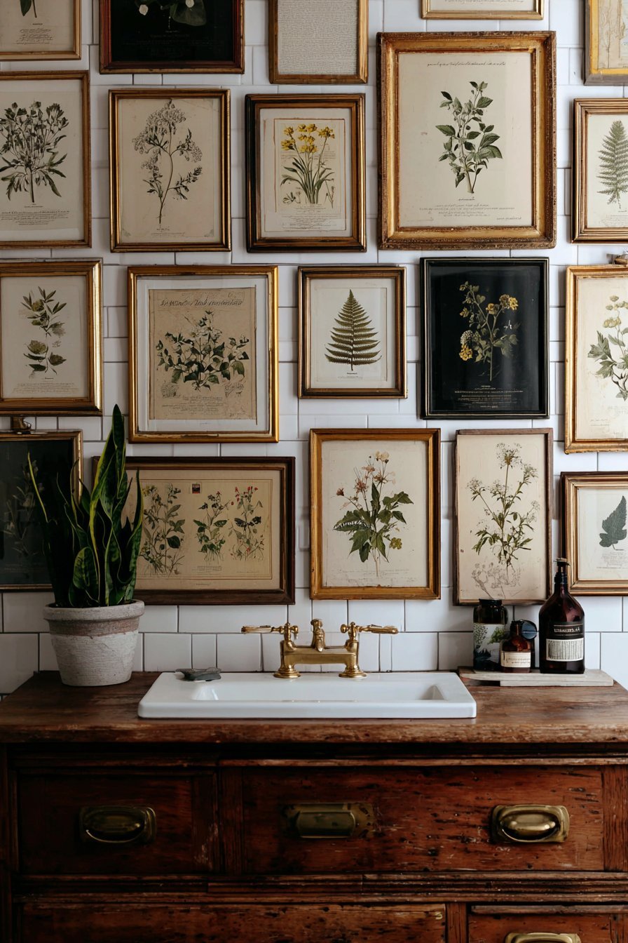 Eclectic Vintage Botanical Gallery Wall