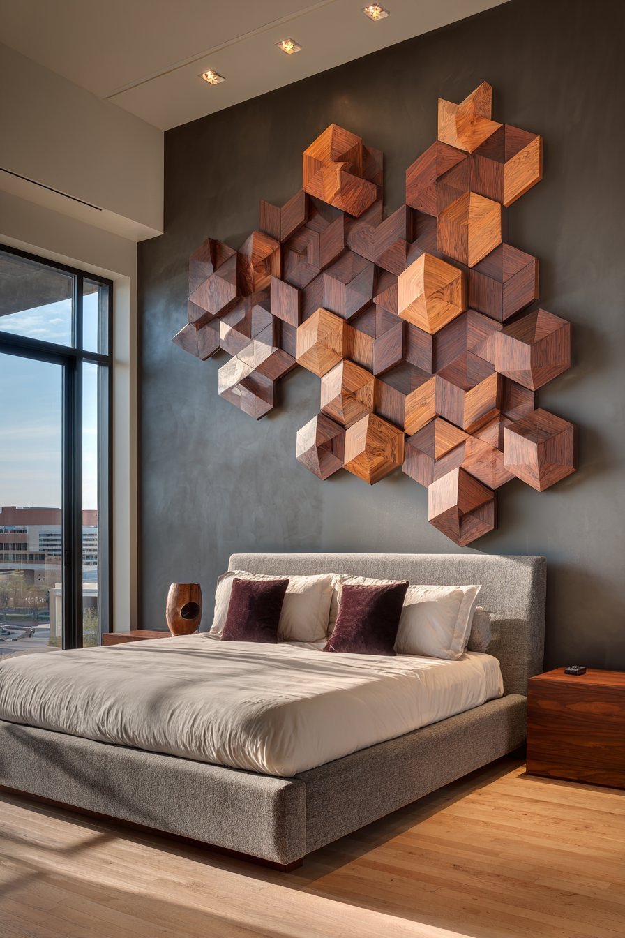 Contemporary Geometric Wood Sculpture