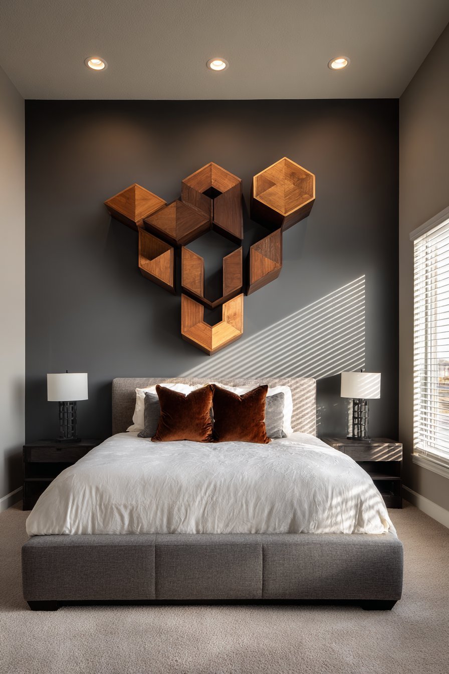 Contemporary Geometric Wood Sculpture