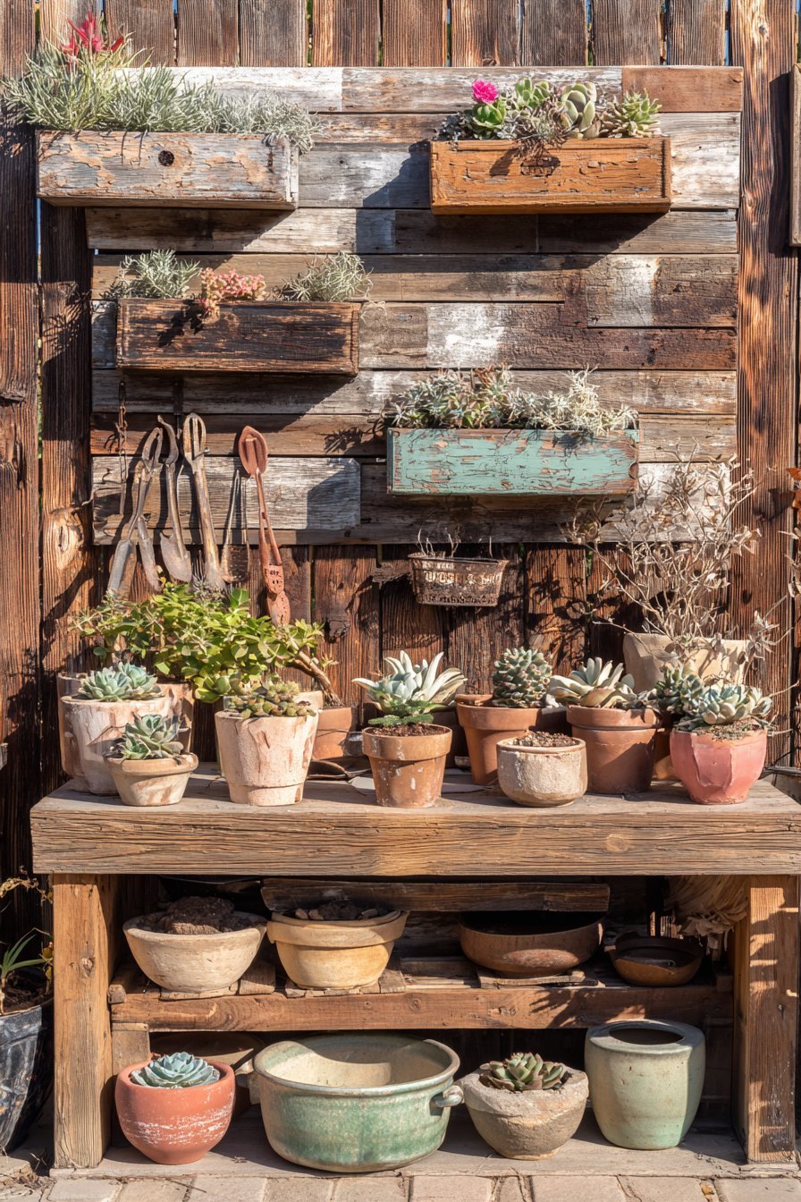 Vertical Garden Wall with Repurposed Frames