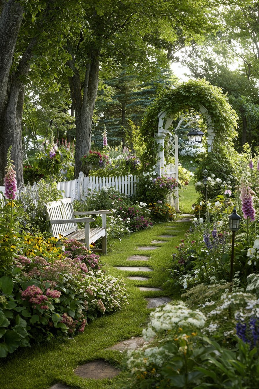 English Cottage Garden with Meandering Paths