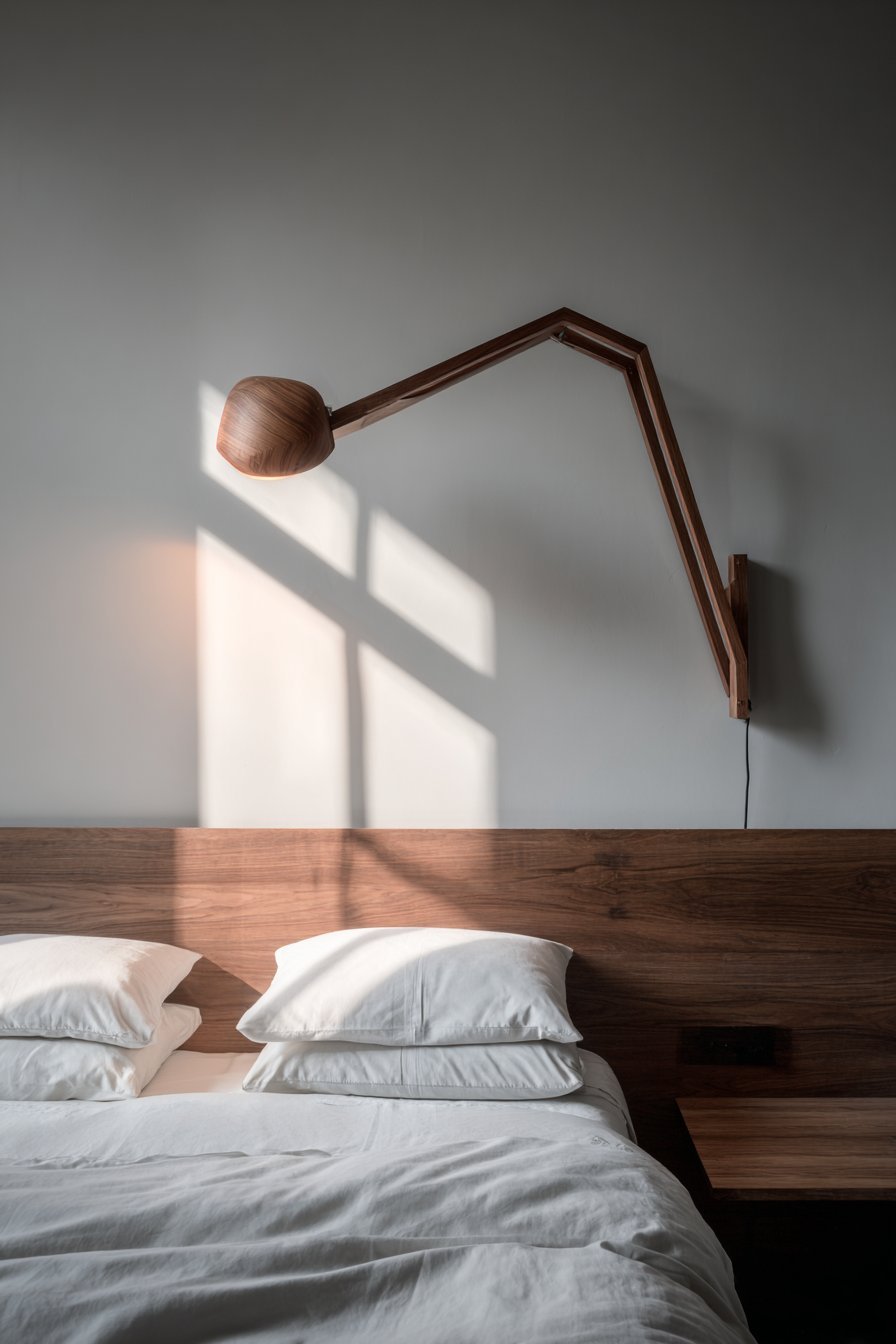 Wall-Mounted Walnut Reading Light