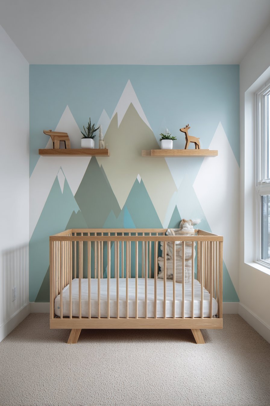 Modern Minimalist Mountain Mural