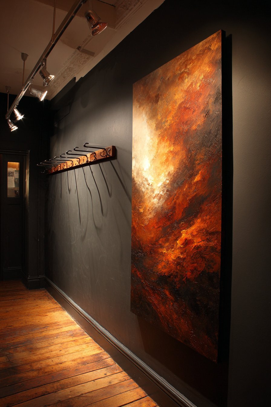 Charcoal Wall with Bold Abstract Art