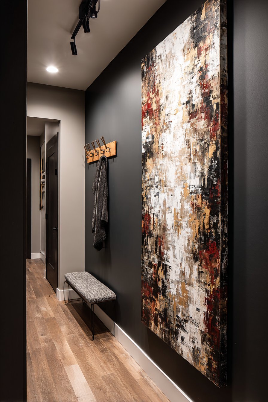 Charcoal Wall with Bold Abstract Art