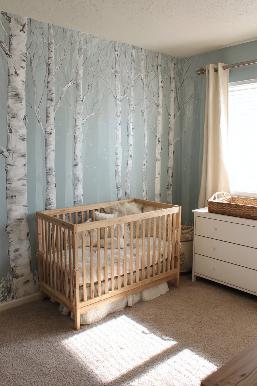 Nature-Inspired Forest Scene with Birch Trees