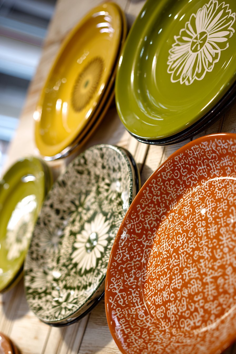 Vintage Enamelware Plate Display