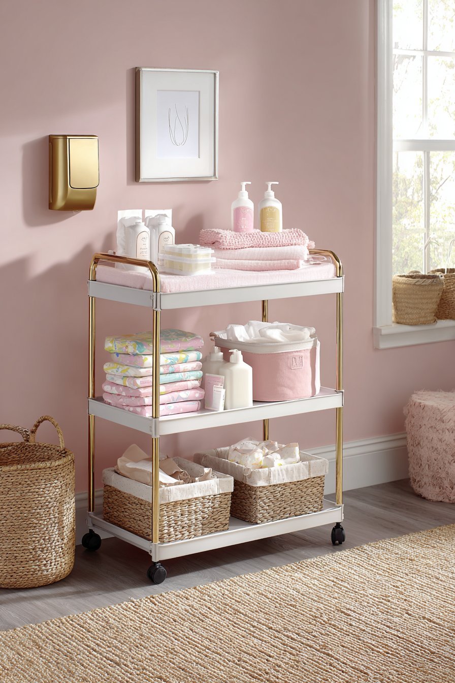 Rolling Cart Diaper Station