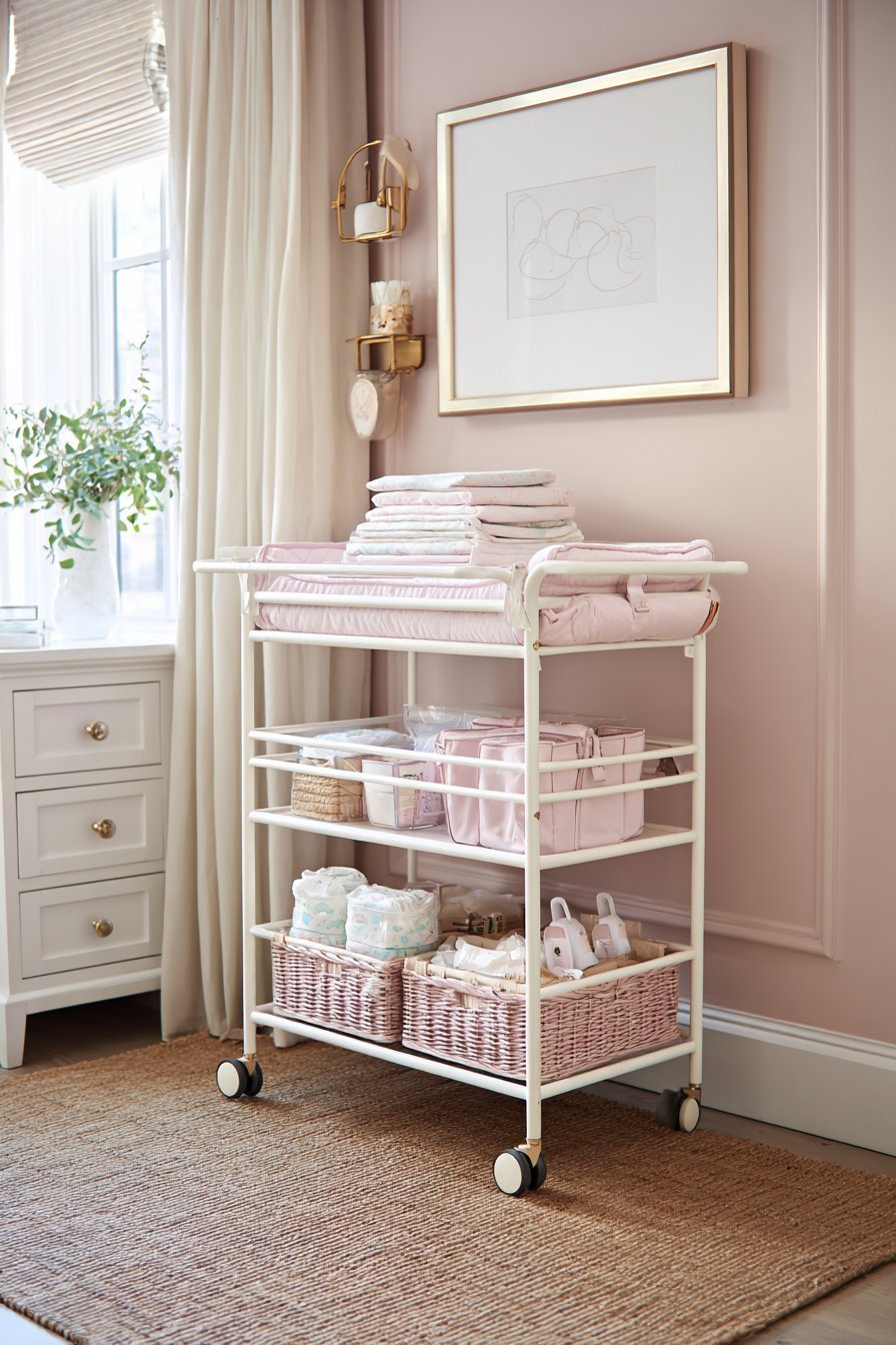 Rolling Cart Diaper Station