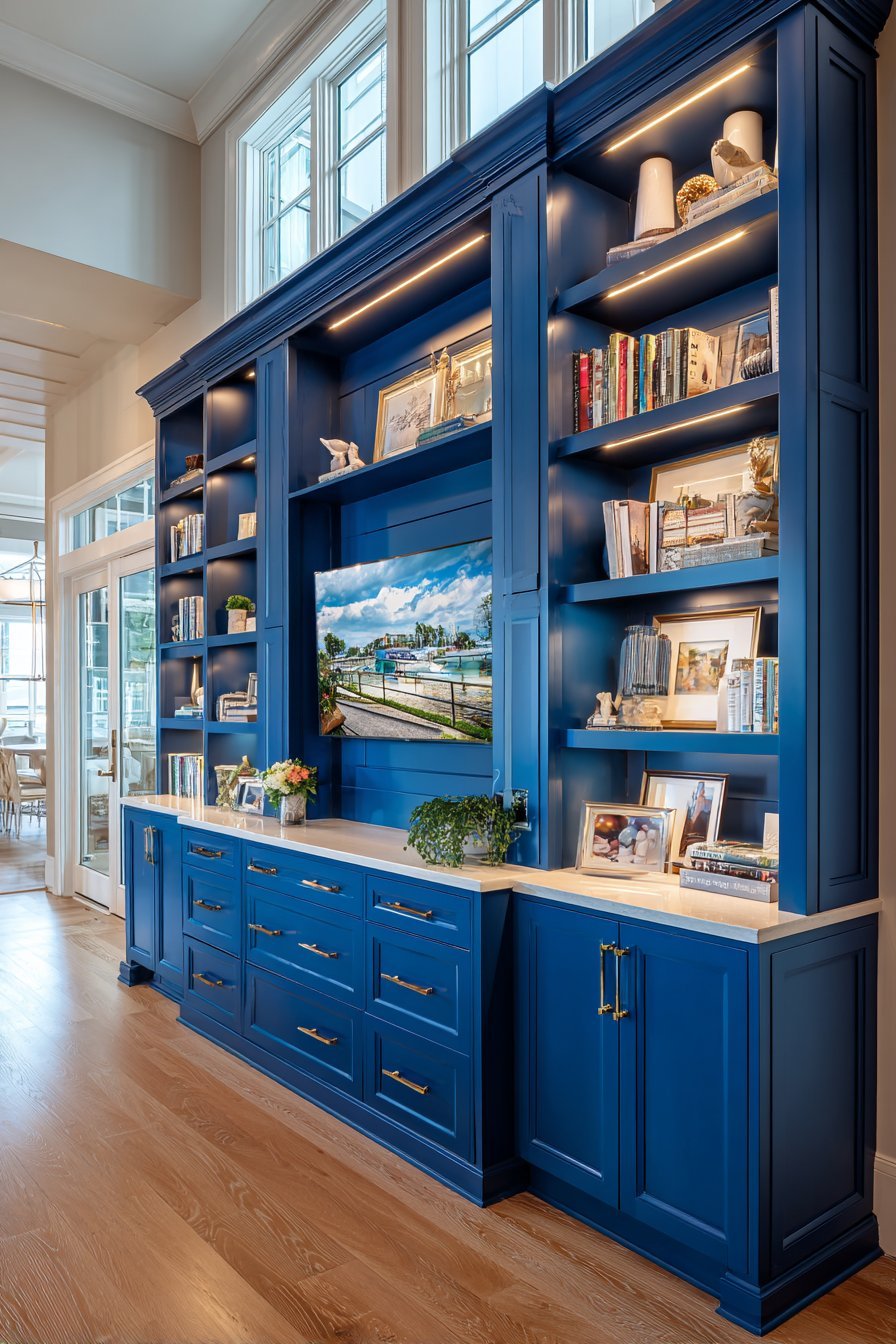 Navy Blue Built-In Custom Cabinetry