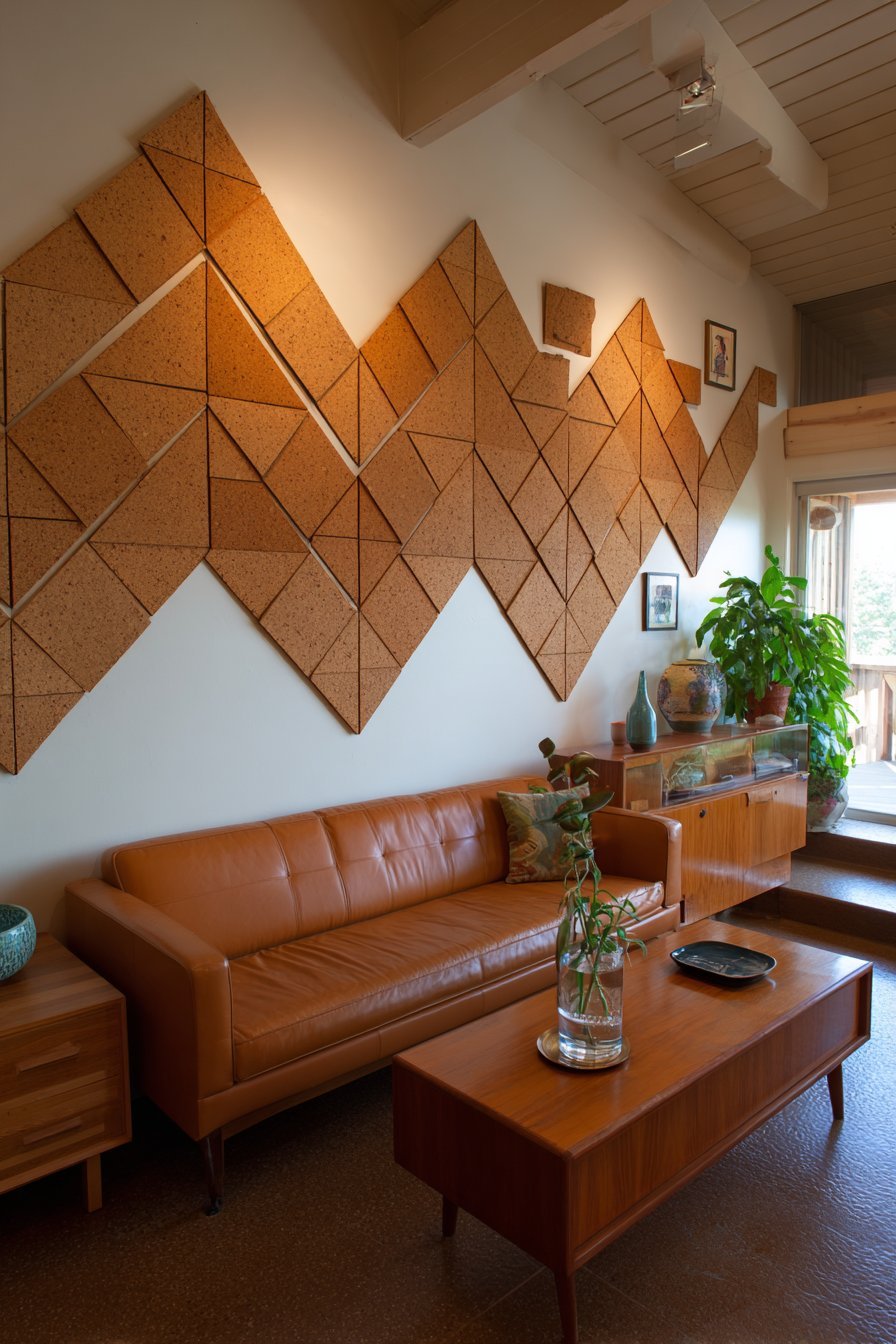 Geometric Cork Tile Chevron Pattern