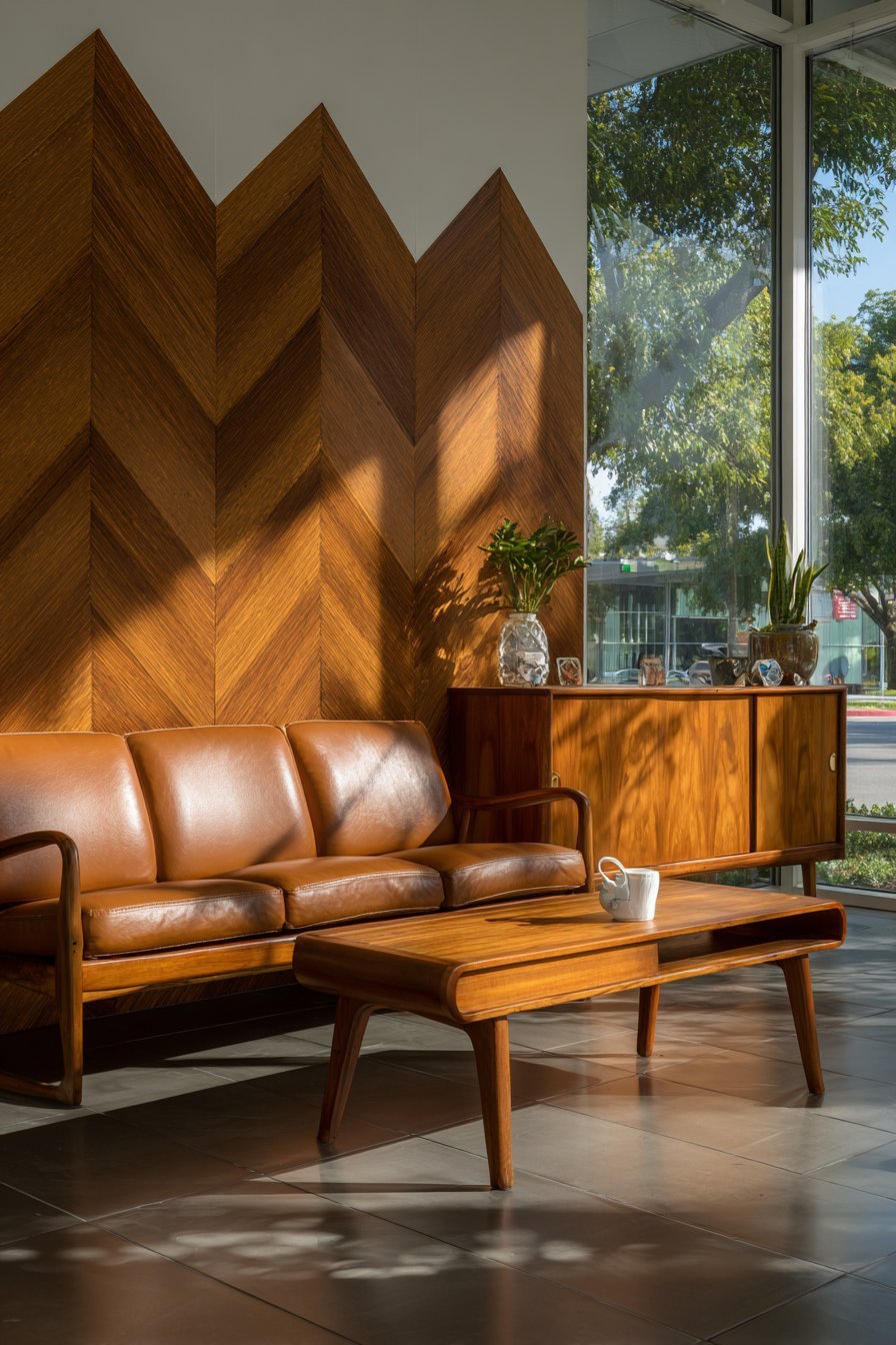 Geometric Cork Tile Chevron Pattern