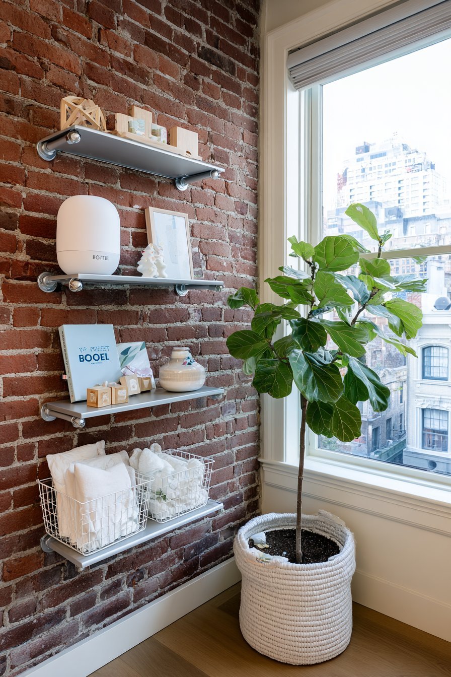 Contemporary Industrial Grey Metal Pipe Shelves