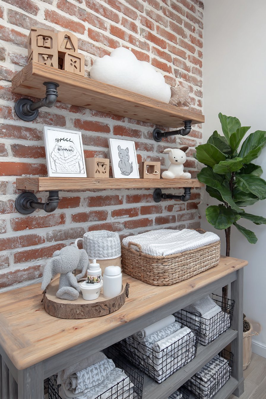 Contemporary Industrial Grey Metal Pipe Shelves