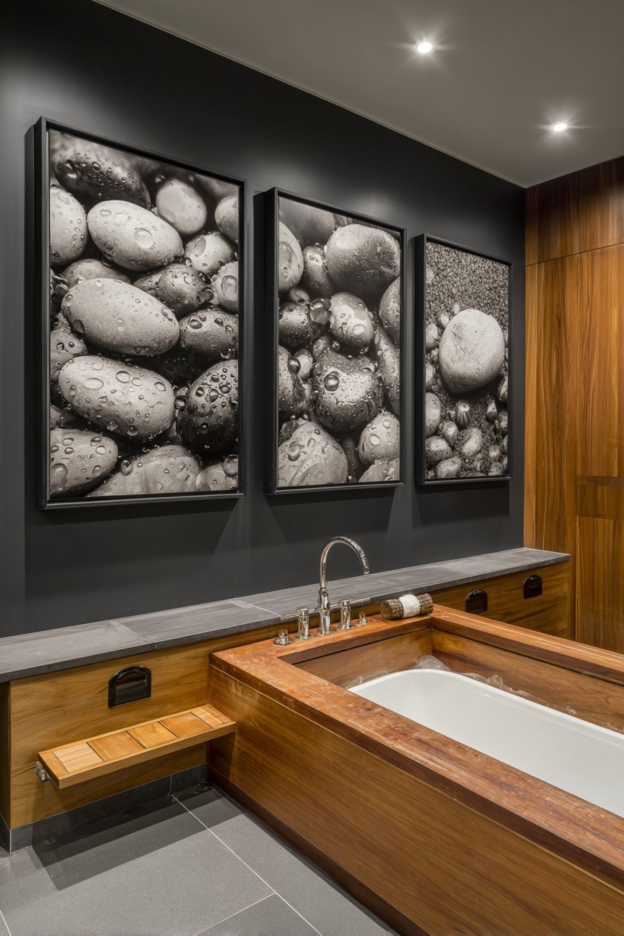 Zen River Stone Triptych Photography