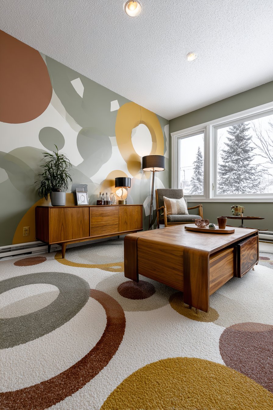 Geometric Wall Mural Installation