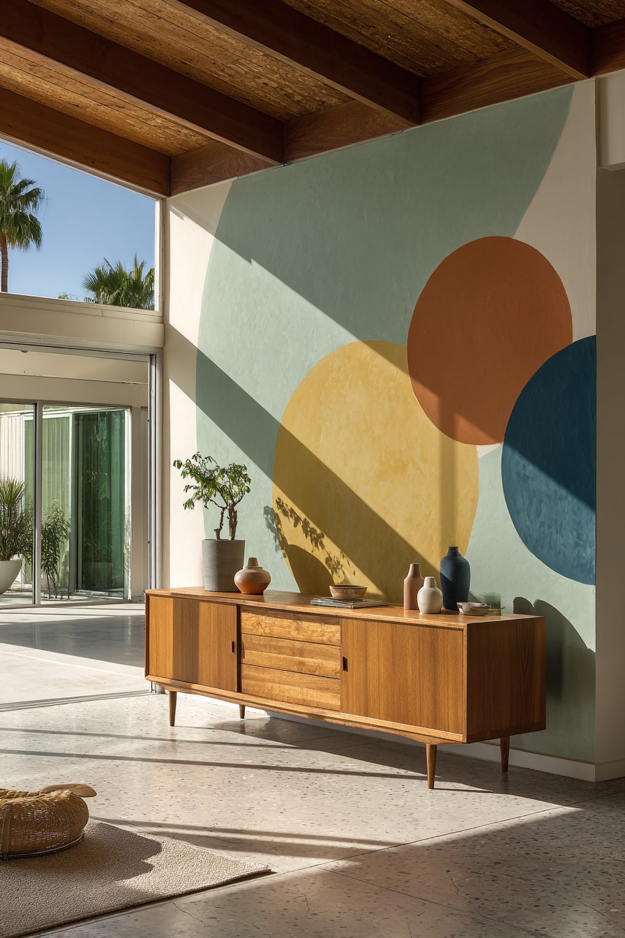 Geometric Wall Mural Installation