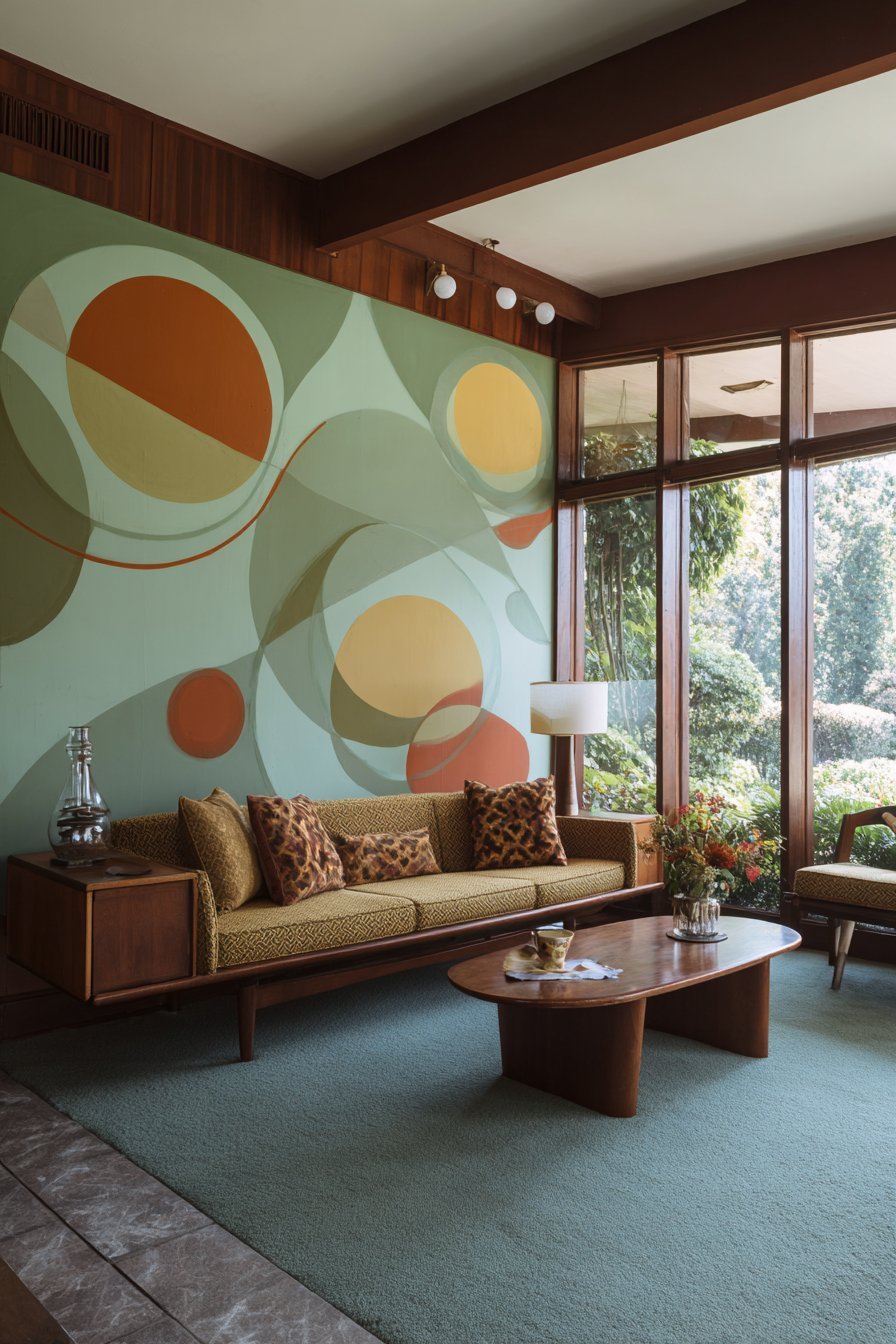 Geometric Wall Mural Installation