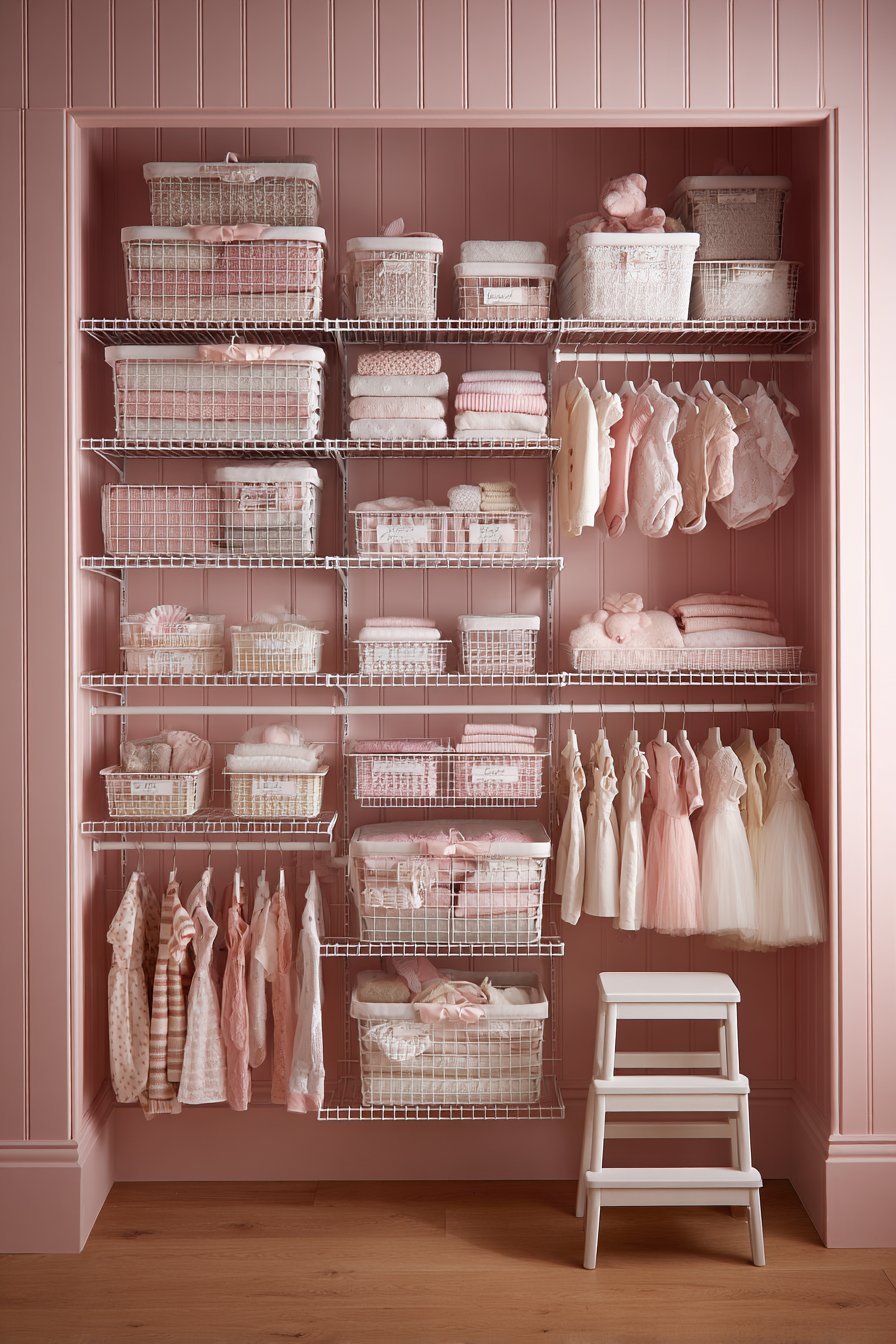 Organized Blush Pink Closet System