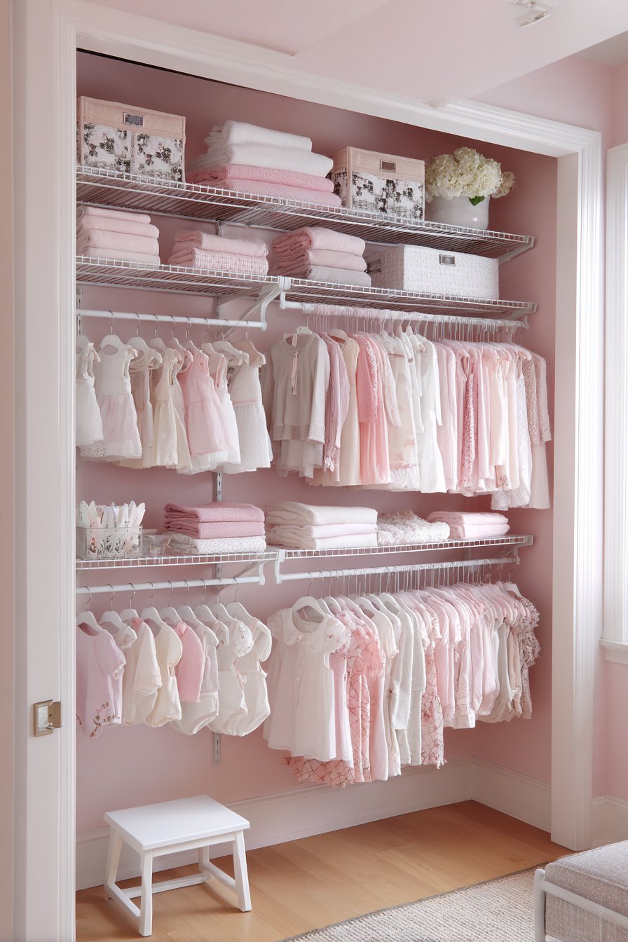 Organized Blush Pink Closet System