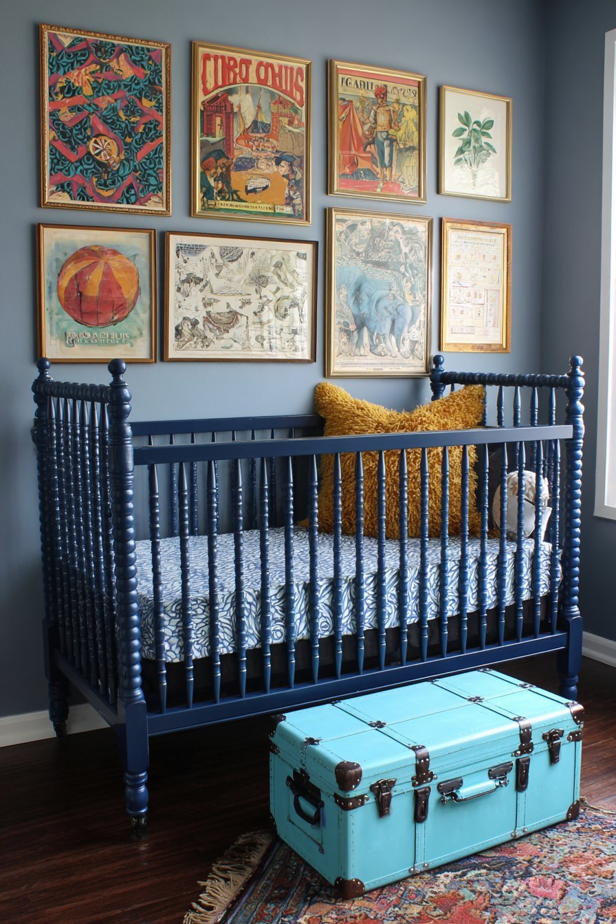 Maximalist Gallery Wall with Ombre Crib