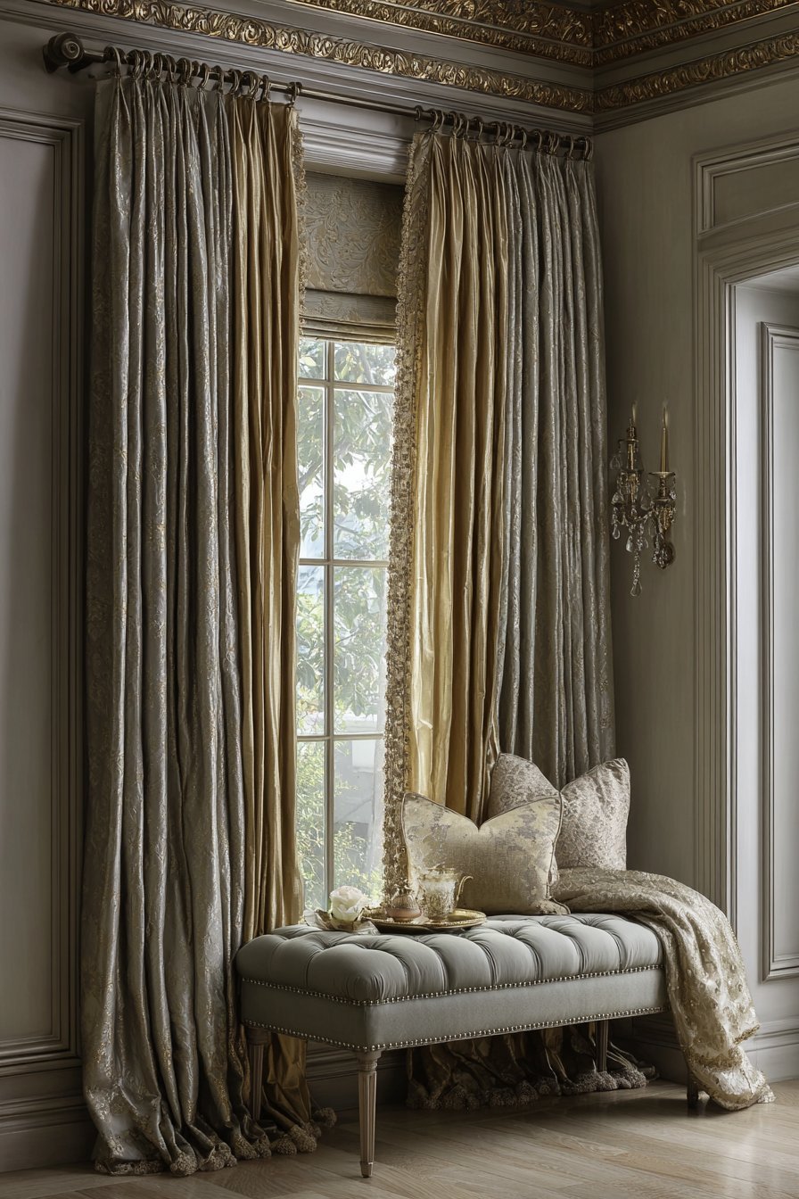 Layered Silk Window Treatment Drama