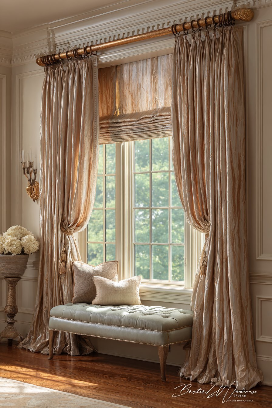 Layered Silk Window Treatment Drama