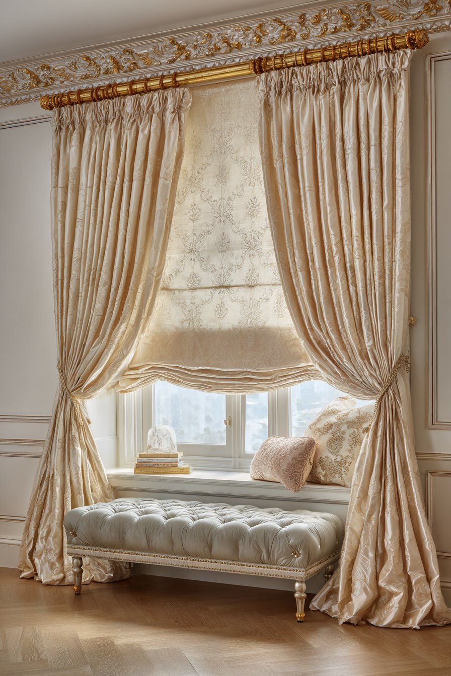 Layered Silk Window Treatment Drama