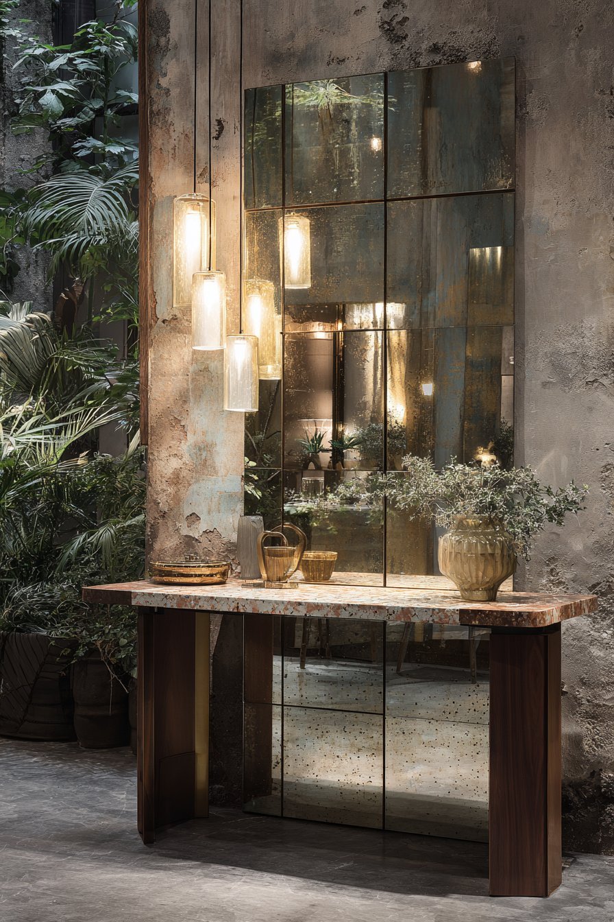 Expansive Grid Pattern Mirror Installation