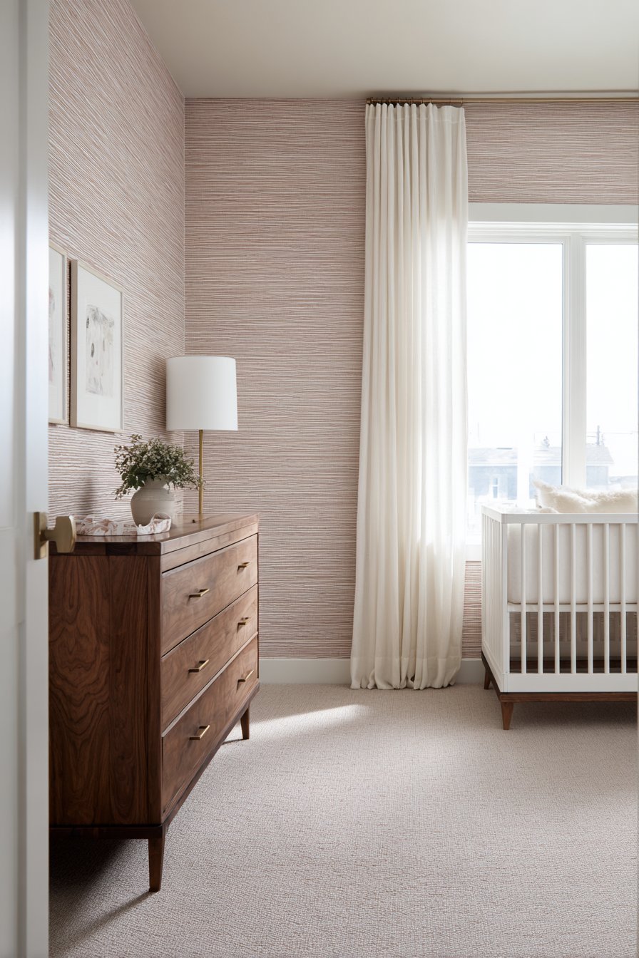 Minimalist Blush Pink Fabric Wallcovering