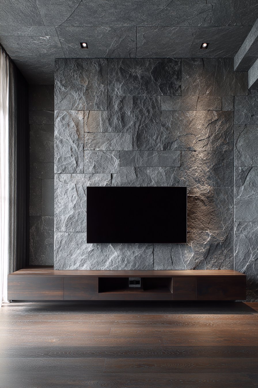 Dramatic Natural Stone Accent Wall