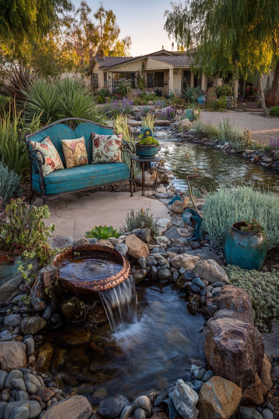 Hand-Hammered Copper Fountain Feature