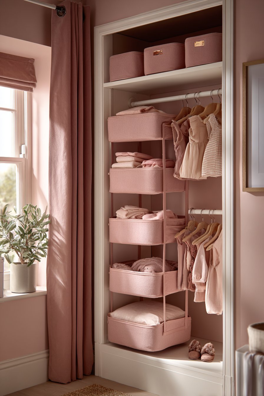 Organized Closet System in Coordinating Tones