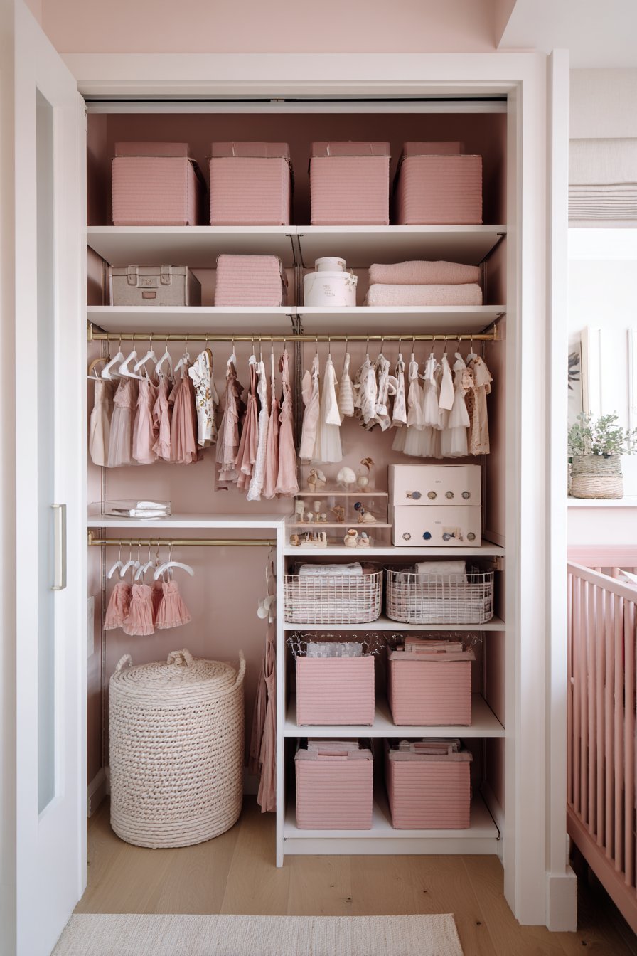 Organized Closet System in Coordinating Tones