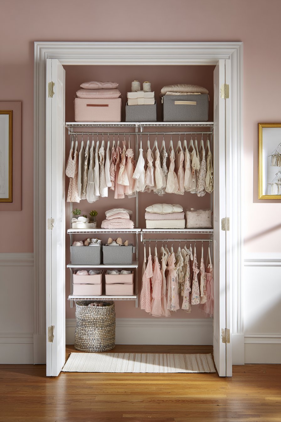 Organized Closet System in Coordinating Tones