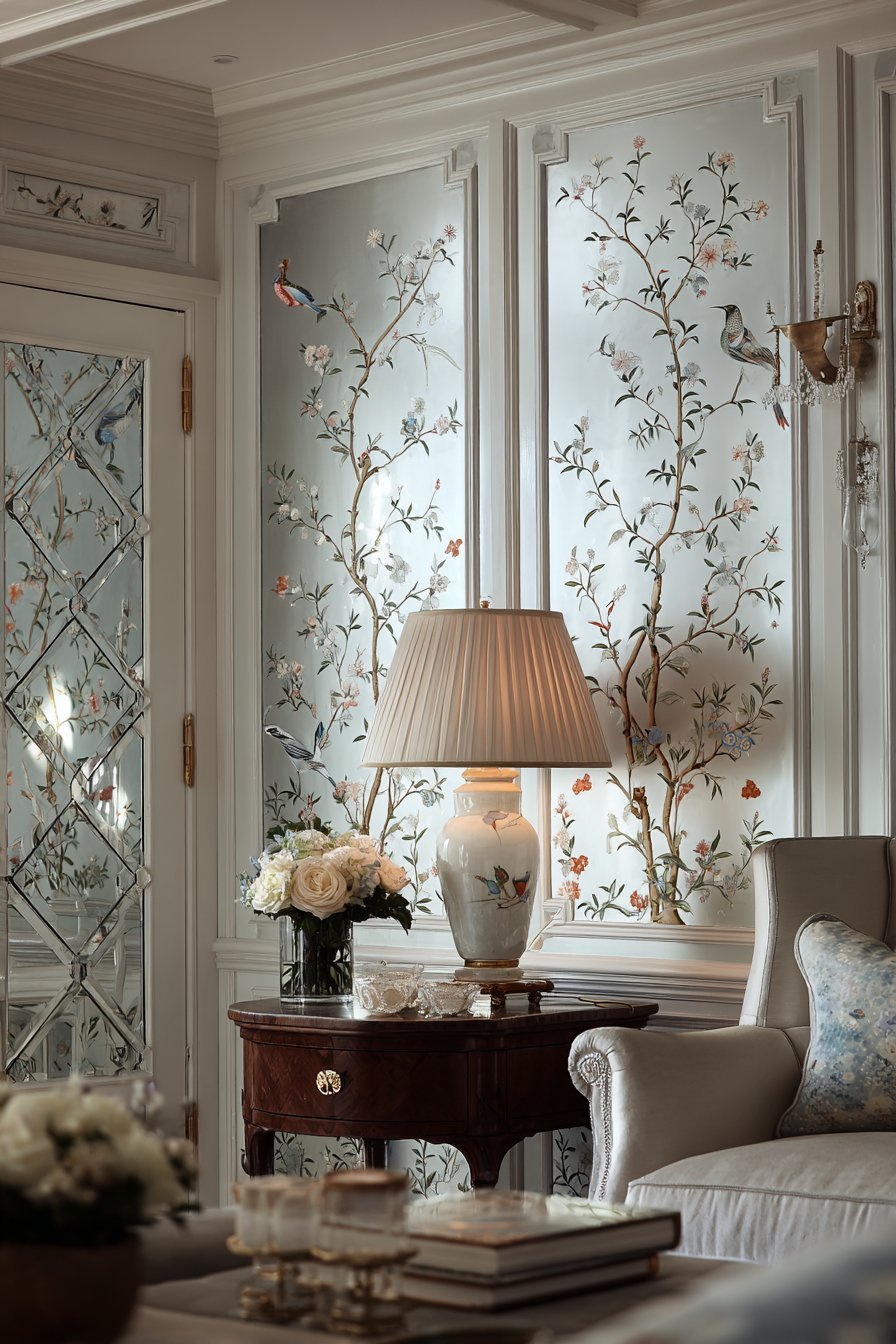 Hand-Painted Chinoiserie Wallpaper Panels