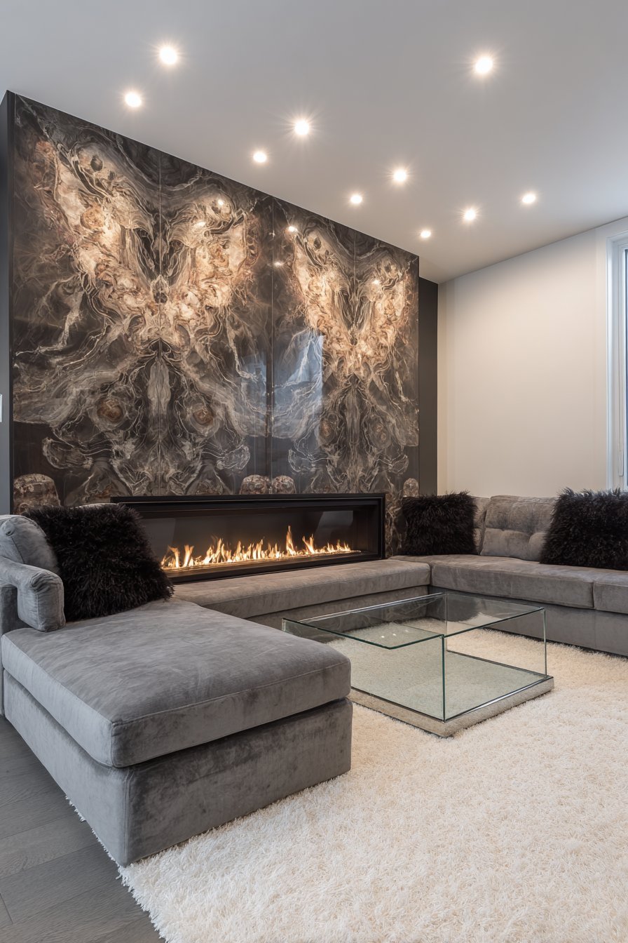 Luxurious Book-Matched Marble Effect Tiles