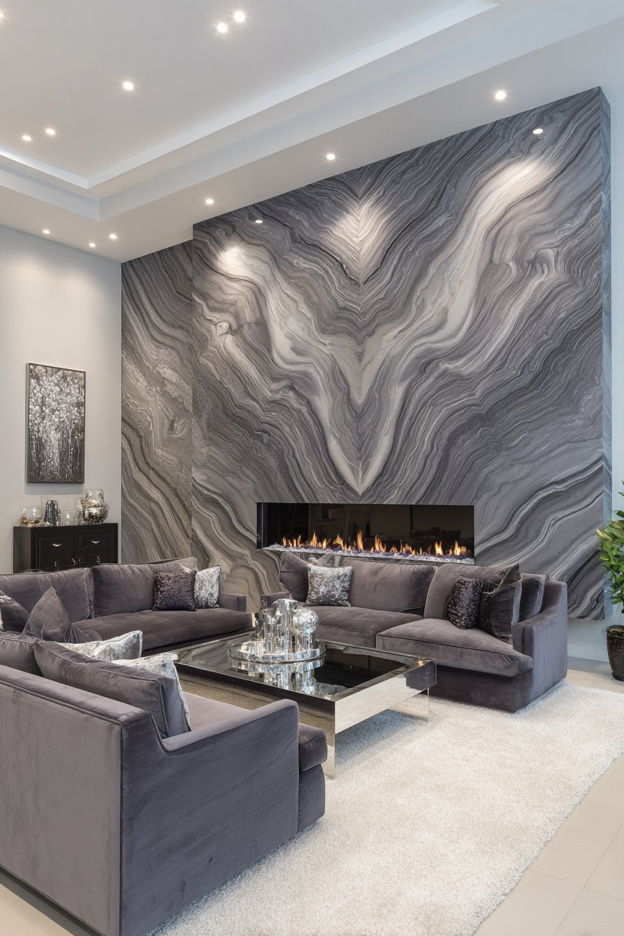 Luxurious Book-Matched Marble Effect Tiles