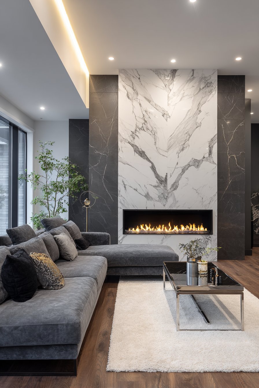 Luxurious Book-Matched Marble Effect Tiles