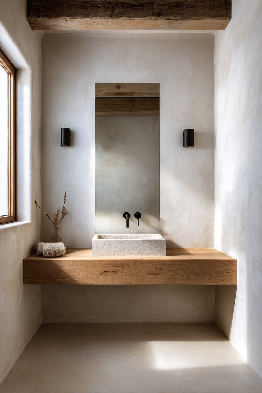 Frameless Beveled Mirror Bathroom Focal Point