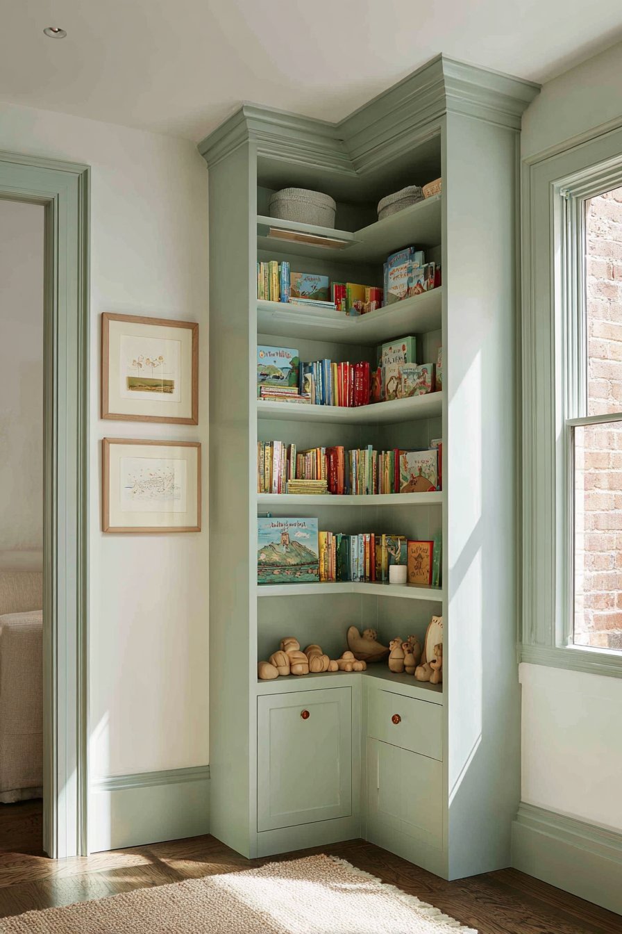 Built-In Corner Shelving Display