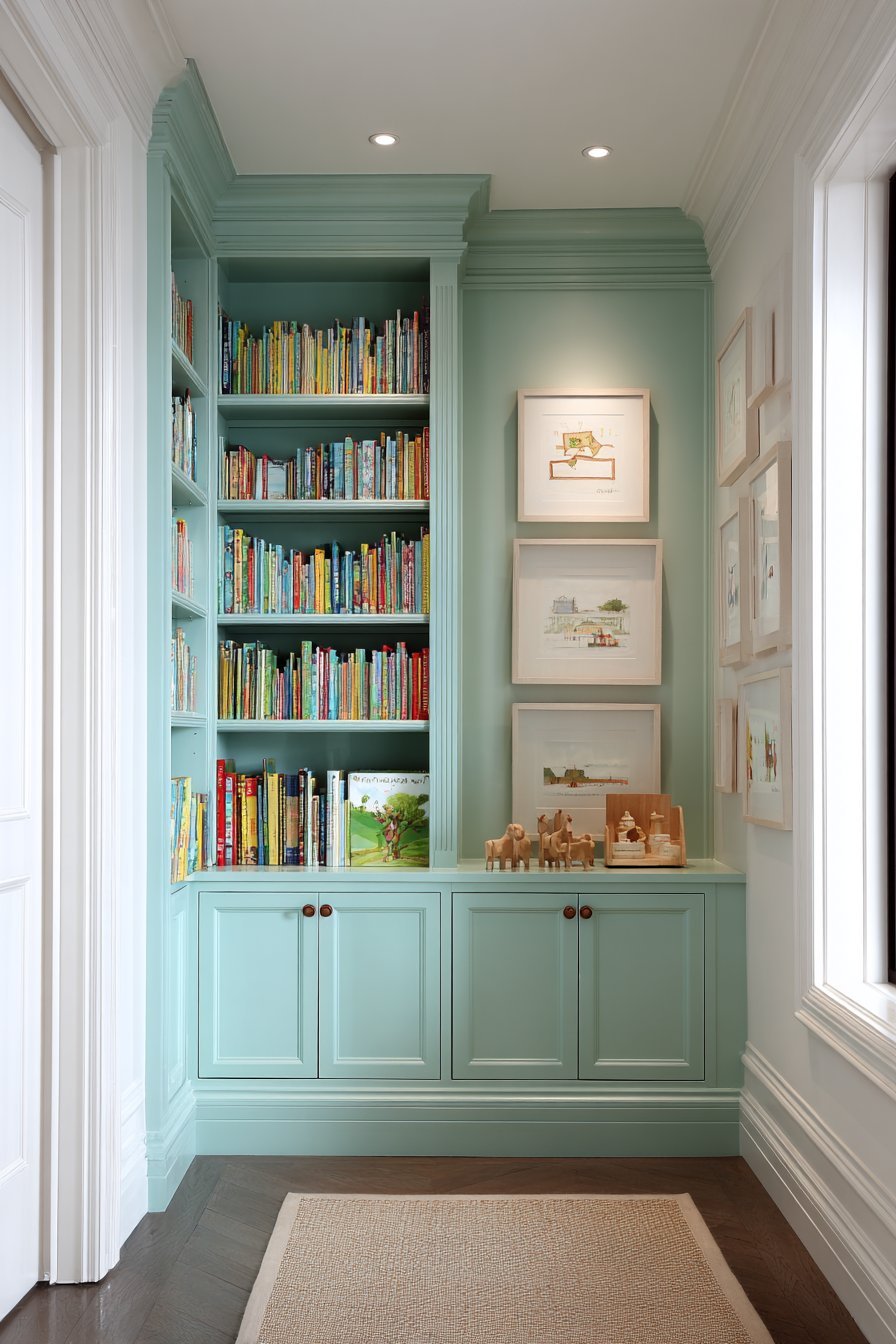 Built-In Corner Shelving Display