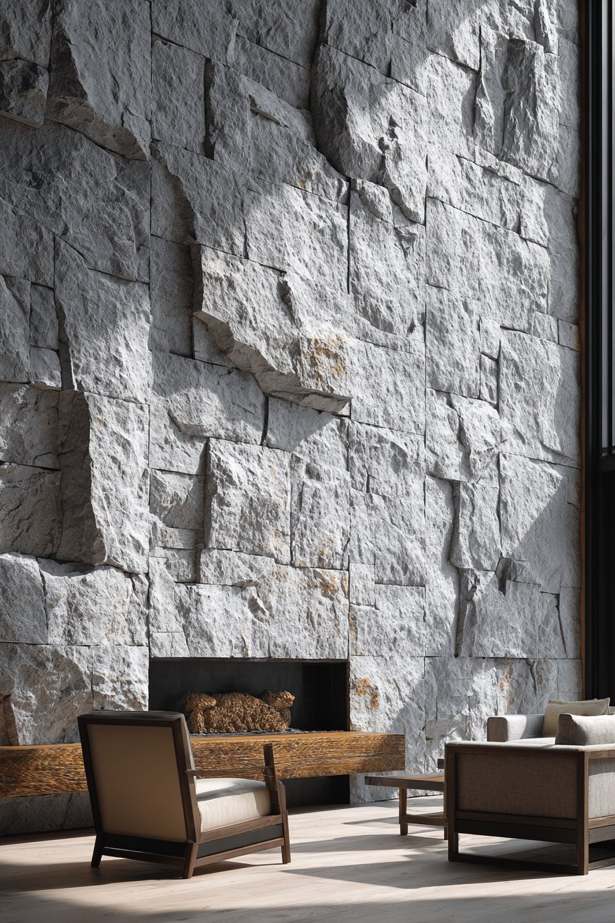 Natural Split-Face Stone Veneer Accent