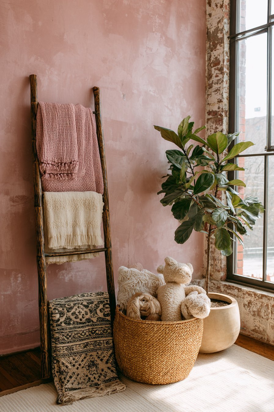 Vintage Ladder Blanket Display