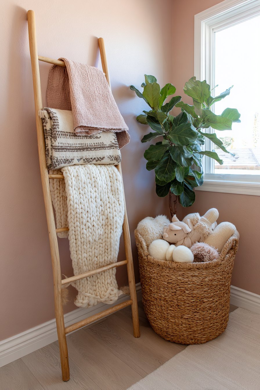 Vintage Ladder Blanket Display