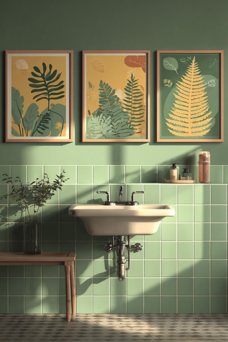 Botanical Print Trio in Bamboo Frames